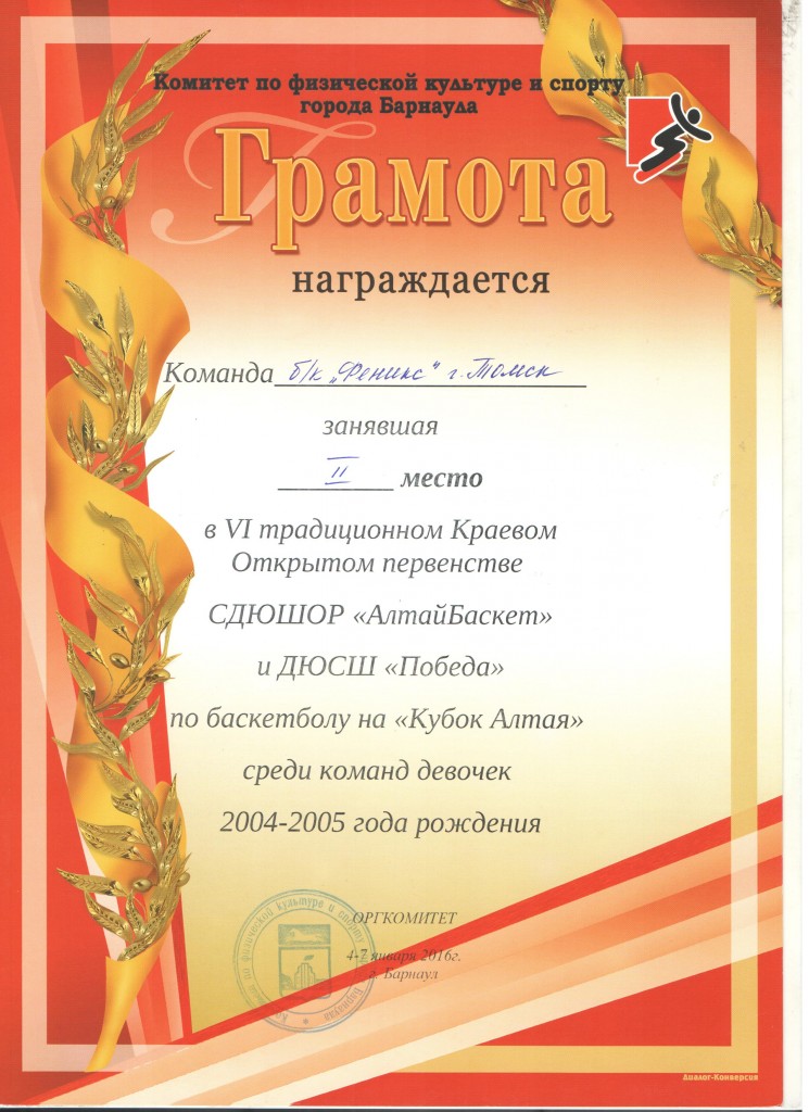 Барнаул 2 место (4-7. 01.2016)