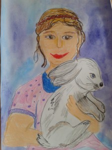 Портрет с кроликом. Ланина Александра. 7 лет